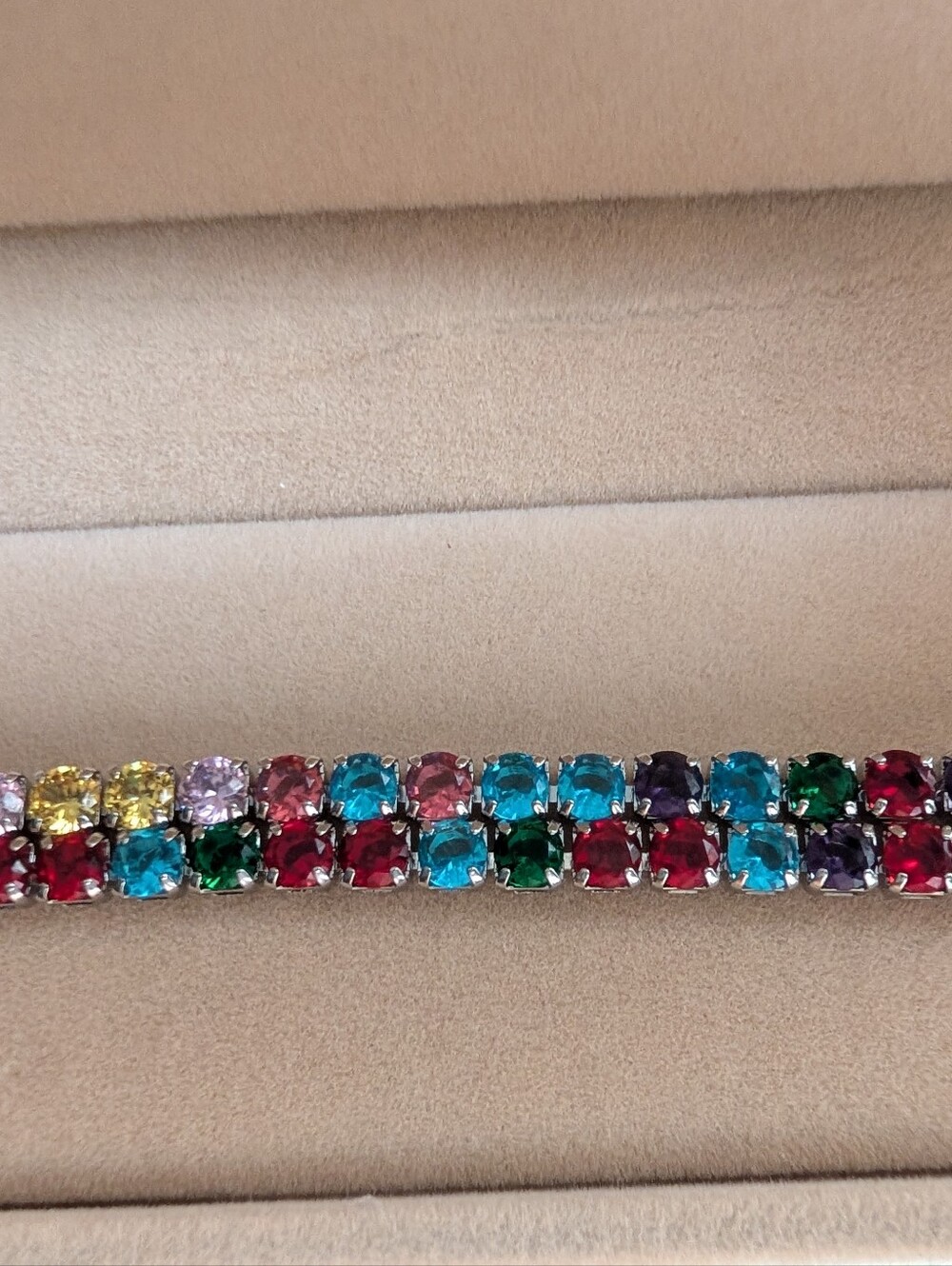 ๐ 2 (Two) - 7" Multicolor Rainbow Glass Crystal Tennis Bracelets ๐ - Picture 15 of 16